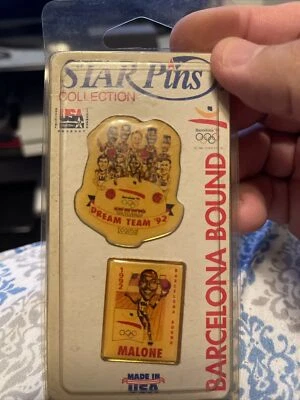 1992 Star Pins Barcelona Bound Karl Malone & Dream Team USA OLYMPIC TEAM RARE - Image 1 of 2