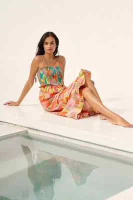 NWT Farm Rio x Anthropologie Smocked Cover-Up Midi Dress Size S #NC440 - Image 1 of 4