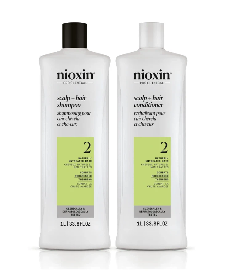 Nioxin System 2 Cleanser Shampoo & Scalp Therapy Conditioner Liter DUO 33.8 Oz - Image 1 of 4