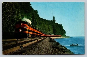 Great Northern RR Streamlined Empire Builder Fisherman Vintage c1961 Postcard - Picture 1 of 5