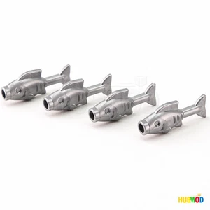 Lote de 4 minifiguras genuinas LEGO gris plateado pez mascota ciudad pueblo animal comida marina - Imagen 1 de 3