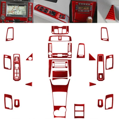 Juego completo de cubierta interior de fibra de carbono rojo 44 piezas para Cadillac CTS 2003-07 Foto 1 de 4