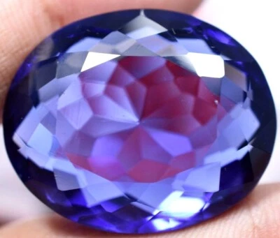 Lab Created 74.15 Ct Violet Blue Tanzanite GGL Certified Sparkling Oval Cut Gem - Image 1 of 4