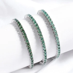 Green Moissanite Bracelet Tennis Chain 925 Sterling Silver Hip Hop Farewell Gift - Picture 1 of 14