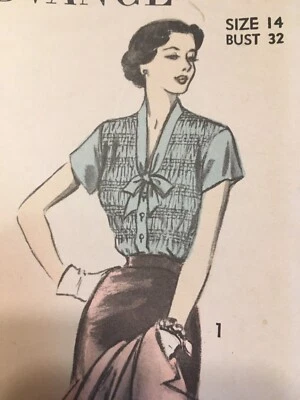 Vintage 1940s Advance 5274 Shirred or Tucked Tie Blouse Punch Hole Pattern - Image 1 of 4