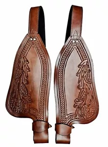 New Western Leather Saddle Fenders Of Brown Colour With Free Shipping - Picture 1 of 6