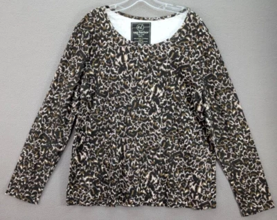 Sag Harbor New York Blouse Womens 3XL Leopard Animal Print Top Cotton Boho Chic — 第 1/4 张图片