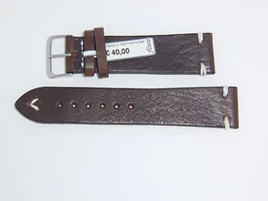 "Correa de correa de reloj de cuero genuino vintage FLUCO 22 mm marrón mocha ""cazador"" - Imagen 1 de 3