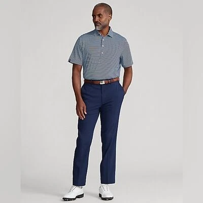 Polo de golf RLX Ralph Lauren Performance azul/blanco a rayas para hombre - talla M Foto 1 de 4
