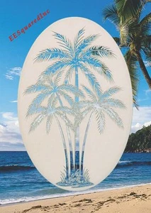 Palm Tree Window Decal OVAL 21x33 Vinyl Static Cling Tropical Decor for Glass - Picture 1 of 7