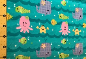 Ocean Life 19” X 41” Flannel Fabric #1855 - Picture 1 of 1