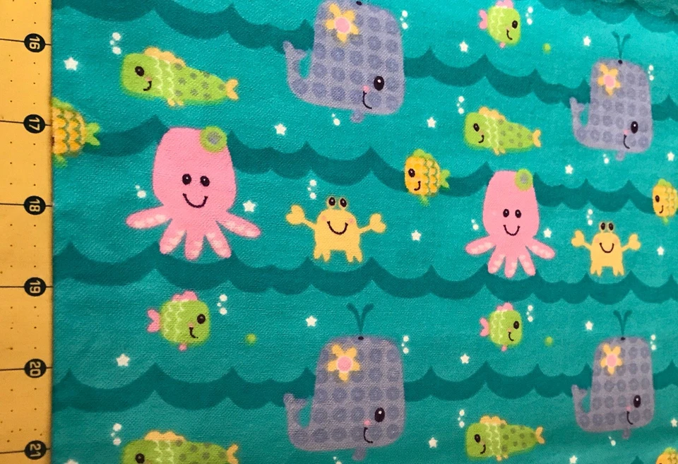 Ocean Life 19” X 41” Flannel Fabric #1855 - Image 1 of 1