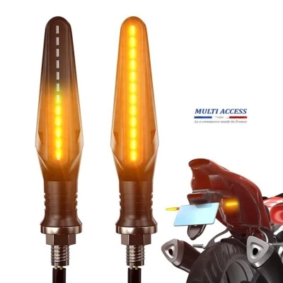 2X Clignotants LED Séquentiel Universel 12 V Moto Scooter Ambre Ampoule Feu  - Image 1 of 4