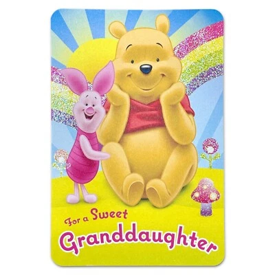 Disney HAPPY BIRTHDAY Card FOR GRANDDAUGHTER, Winne the Pooh Piglet + Envelope - Image 1 of 4