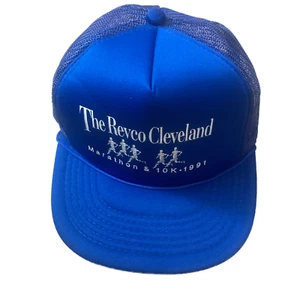 Revco Cleveland Marathon 1991 Trucker Hat, Vintage Cap, OSFA Snapback, Blue - Picture 1 of 6