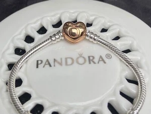 Auténtico Pandora MOMENTOS Corazón Cierre Serpiente Cadena Pulsera #580719 - Imagen 1 de 8