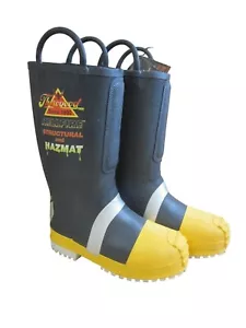 Thorogood Hellfire Structural & Hazmat Fire Boots SZ 7 M Black/Yellow Steel Toe - Picture 1 of 6