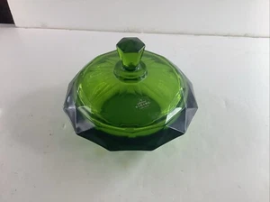 Vintage Viking Glass Avocado Green Diamond Point Candy Dish - Picture 1 of 7