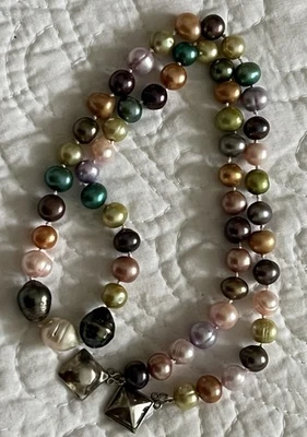 Multicolored Cultured Baroque Pearl 22” Necklace, 925  Magnetic Clasp - Image 1 of 4