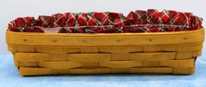 Longaberger 2004 Basket w/ Christmas Plaid Liner & Protector - Festive! - Picture 1 of 7