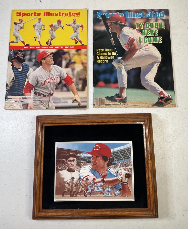 Pete Rose Autographed Signed 1985 Limited Edition Plaque w Two Vintage SI's - Image 1 of 4