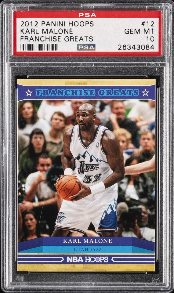 2012 PANINI HOOPS FRANCHISE GREATS #12 KARL MALONE PSA 10 - Image 1 of 2