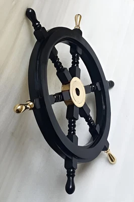 Wooden Handcrafted Ship Wheel 24" – Rustic Nautical Maritime Home Decor - Image 1 of 4