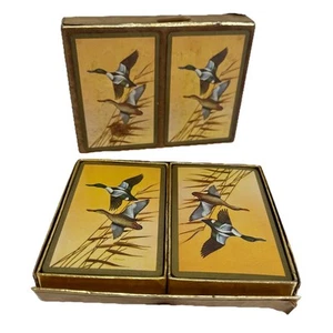 Congress Double Deck Canasta Playing Cards Ducks Pull Drawer Box Vtg Cel U Tone - Picture 1 of 6
