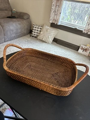 Pampered Chef Woven Selections 11" x 16" Rectangular Wicker Server w/ Handles - Image 1 of 4