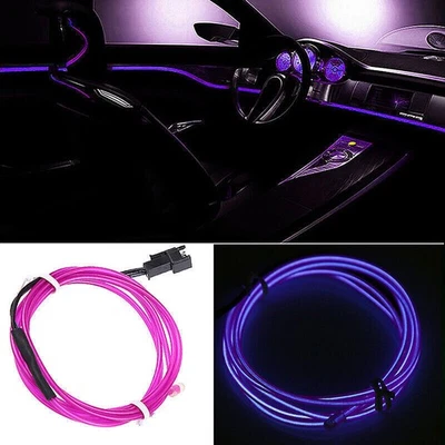 2m Purple LED Interior Decor Atmosphere Wire Strip Light Accessories+Cigarette A - Image 1 of 4