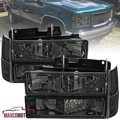 Smoke Headlights+Bumper+Corner Signal Lamps Fits 94-98 GMC C/K Sierra Suburban Foto 1 de 4