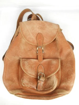 Mochila de couro marrom claro vintage - Imagem 1 de 4