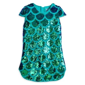 Disney Ariel Little Mermaid Green & Blue Sequin a-line cap sleeve Dress sz 4 - Picture 1 of 7