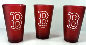 Boelter Boston Red Sox Frosted Red Glass 16oz Pint Glass MLBP 2010 Set of 3 - Picture 1 of 10