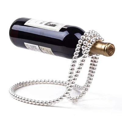 Pearl Necklace Wine Rack Wine Bottle Holder Magic Metal Resin Hanging Decor - Image 1 of 4