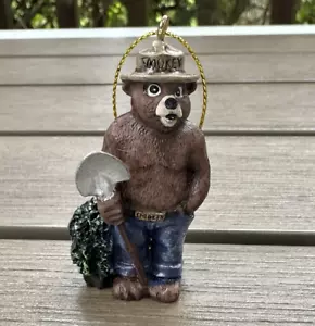 Smokey the Bear Hanging Ornament Standing Shovel Resin Marked 2020 2.5" Preowned - Picture 1 of 9