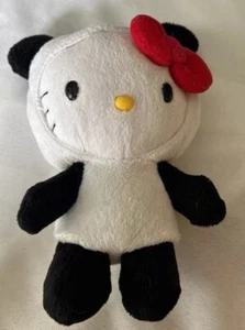 "Disfraz de panda de peluche Sanrio Hello Kitty animal de peluche arco rojo nariz amarilla 5""" - Imagen 1 de 3