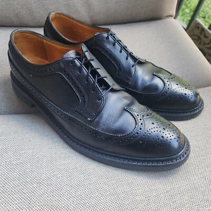 VTG Florshiem Imperial 10B Mens Dress black leather Oxford wingtip shoes 96624 - Picture 1 of 13