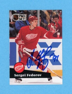 Sergei Fedorov Detroit Red Wings 1991-92 Pro Set #53 Autographed Hockey Card - Image 1 of 2