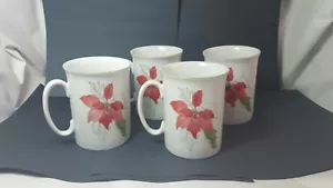 4 Block Spal Poinsettia Straight Side Cups Mugs 3 5/8"" Goertzen - Christmas - Picture 1 of 4