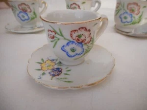 Vintage / Antique 8 piece Japan white floral child's tea cup set 1940s / 1950s - Picture 1 of 7