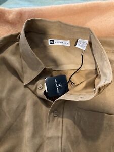 BACHRACH Long Sleeve Button Down Mens DRESS SHIRT Size Large L Tan