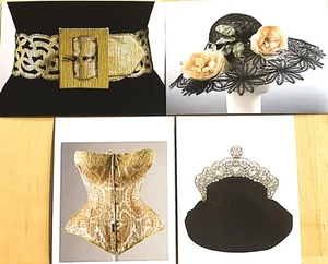 SET of 4 (Four) FASHION Postcards 4x6" CORSET, Purse, Hat, Belt, Mint Condition - Picture 1 of 2