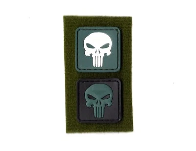2 Mini Skulls 3D PVC Morale Army Patches | Punisher Biker Motorcycle Military - Image 1 of 4