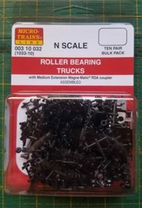 N Micro Trains 003 10 032 Roller Bearing Trucks w/med cpls 1033-10 - Picture 1 of 1