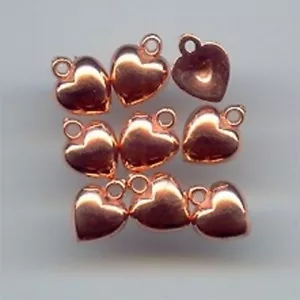 36 VINTAGE COPPER COATED ACYRLIC 8mm. SMOOTH HEART CHARM PENDANTS 1992 - Picture 1 of 1