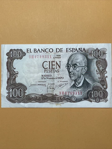 Spain 100 Pesetas XF/AU Circulated Paper Money - P#152 - Dated 1970 Cover