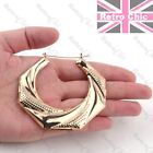 7cm BIG GEOMETRIC pattern HOOPS textured gold OVERSIZED CREOLES vintage style