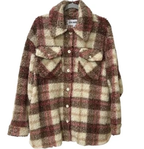 Steve Madden Sherpa Shacket Jacke Oversized kariert Damen Large - Bild 1 von 12