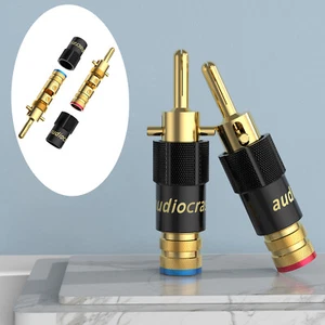 Conector de bloqueo de tornillo de cable de altavoz de audio HiFi enchufe banana chapado en oro de 4 piezas - Imagen 1 de 10